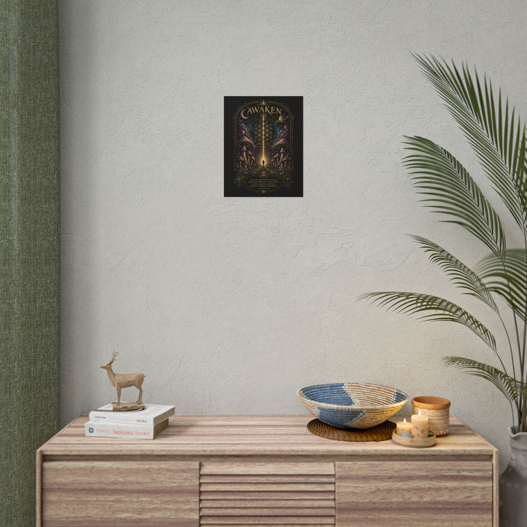 Awaken Mushroom Mystical Poster — Psychedelic Spiritual Wall Art (Rolled Poster)