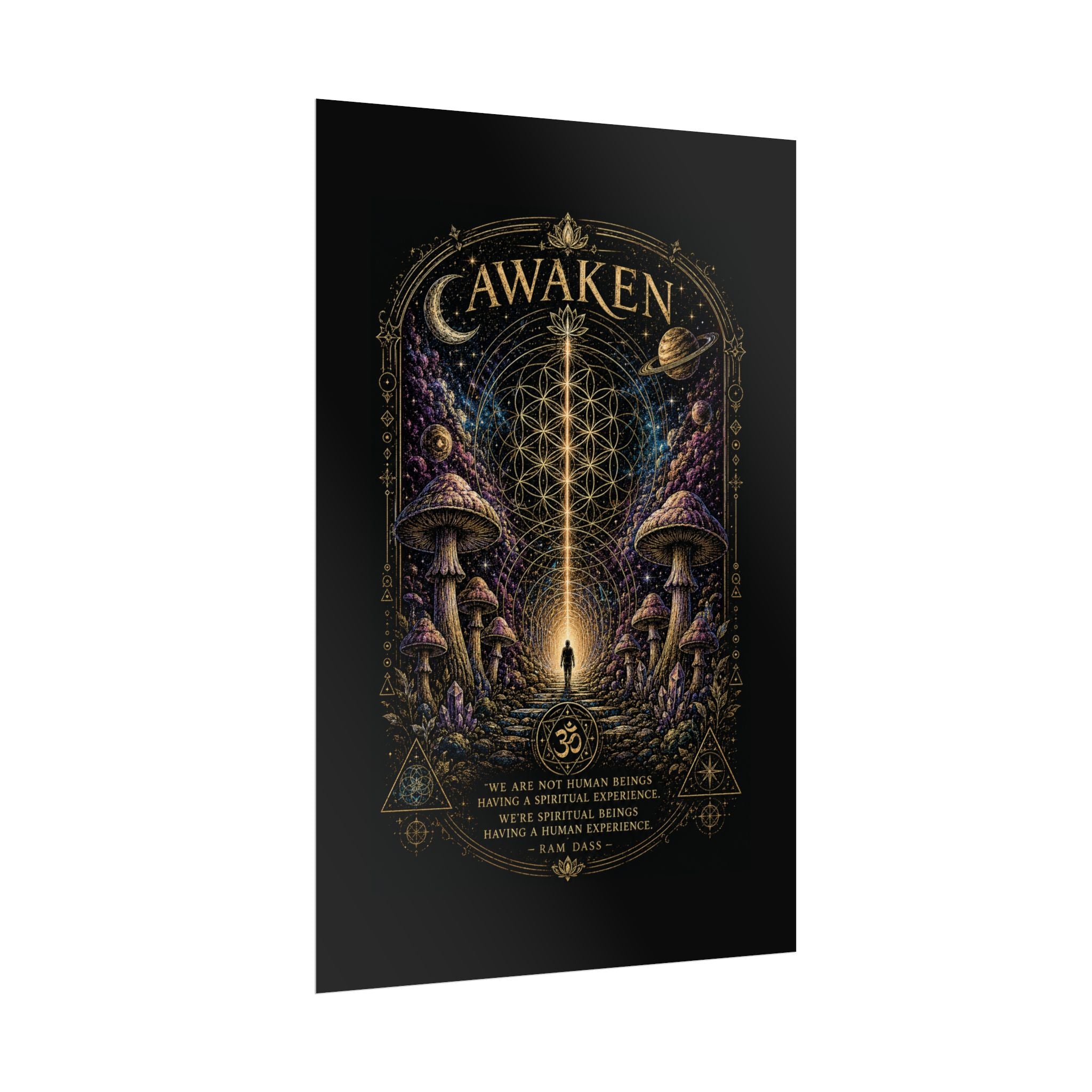 Awaken Mushroom Mystical Poster — Psychedelic Spiritual Wall Art (Rolled Poster)