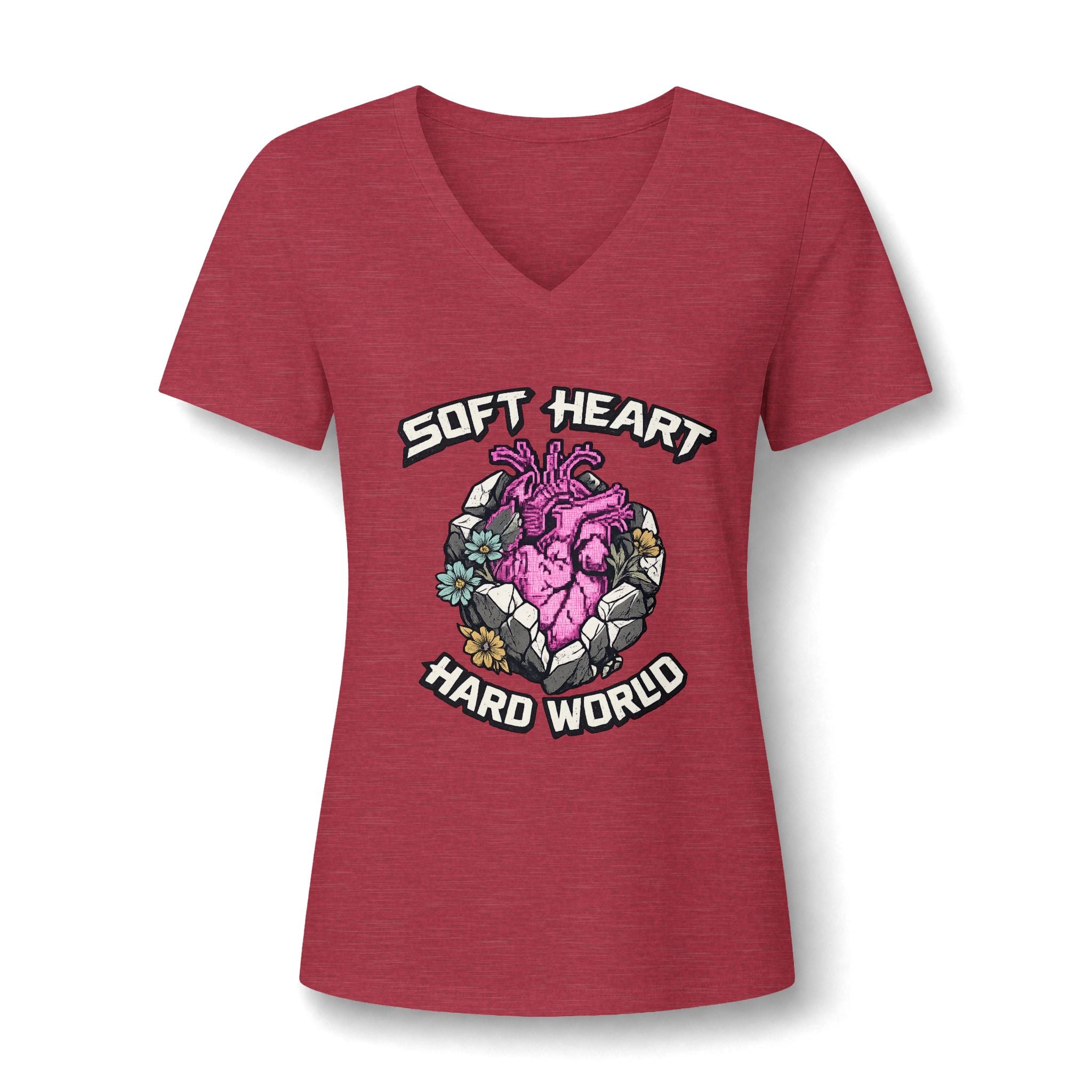 Soft Heart, Hard World V-Neck Tee
