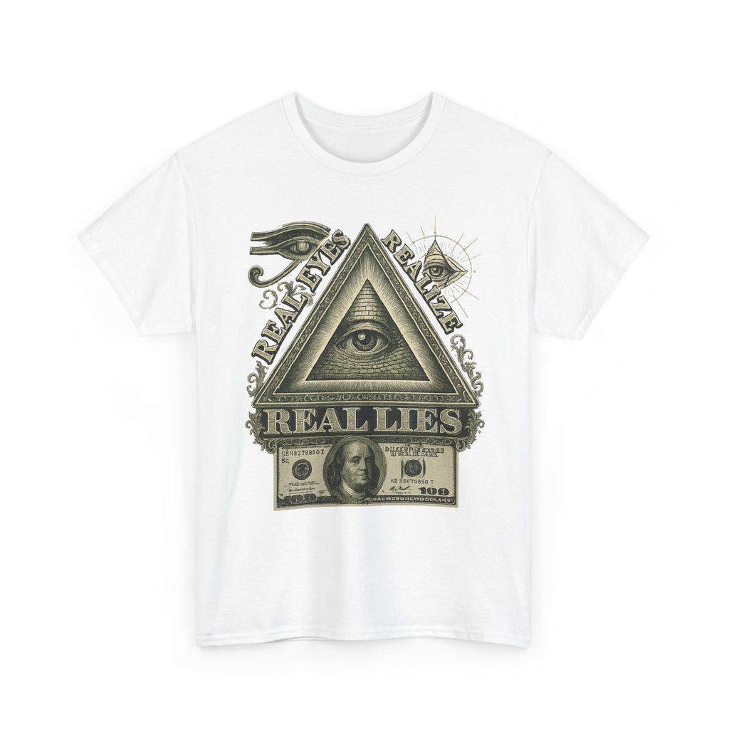 T-Shirt mit Auge der Vorsehung im Geld-Stil – Vintage-Währung Spirituelle Streetwear