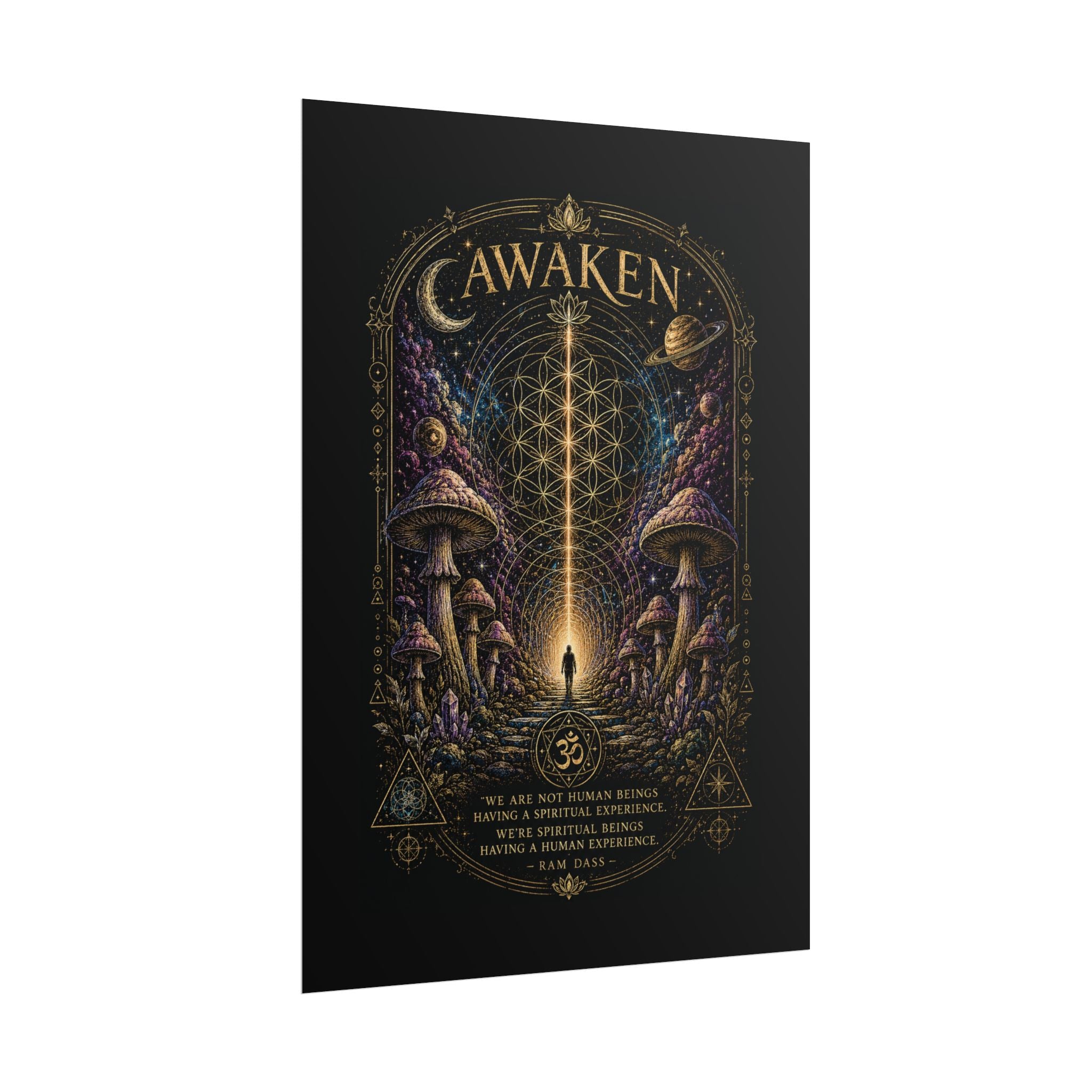 Awaken Mushroom Mystical Poster — Psychedelic Spiritual Wall Art (Rolled Poster)