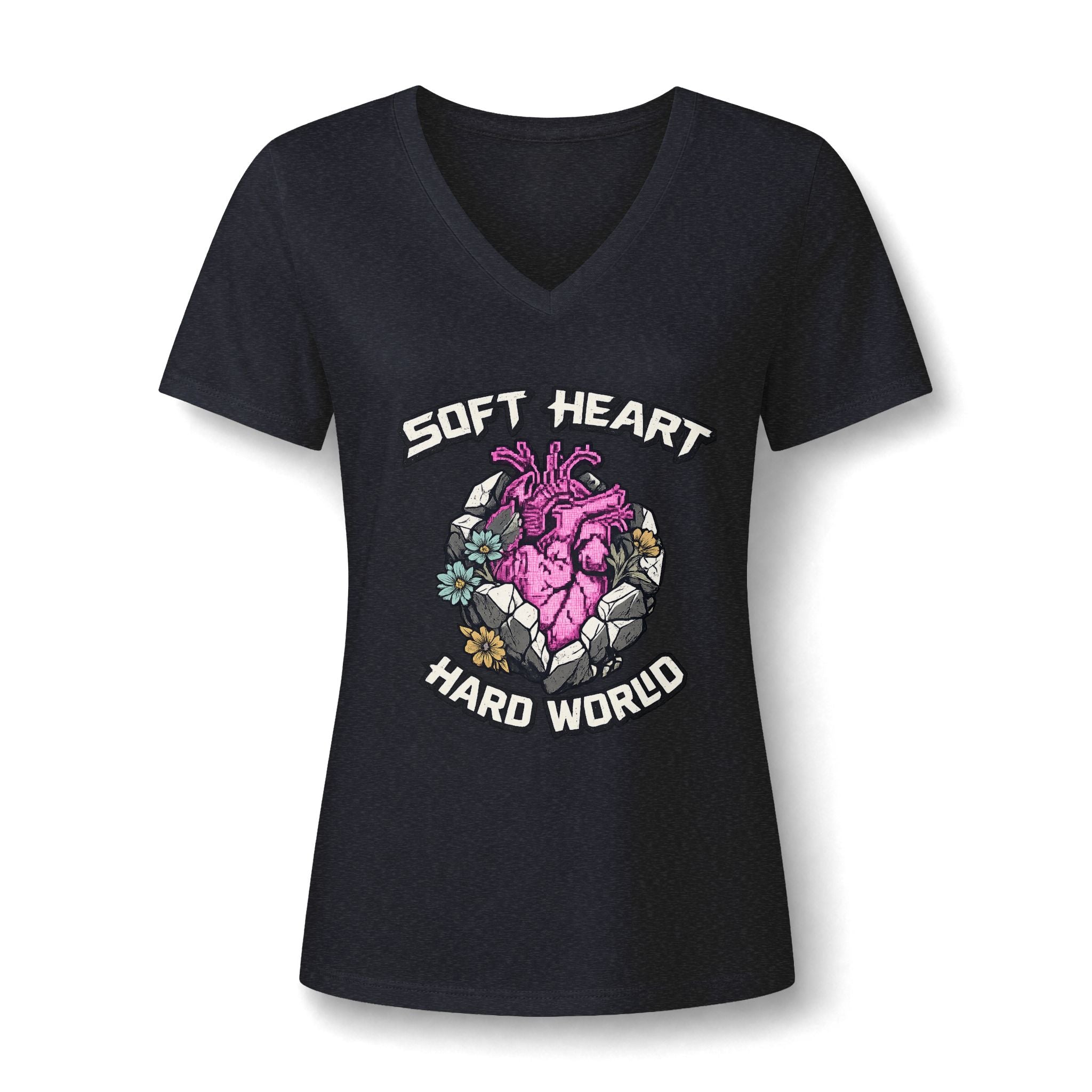 Soft Heart, Hard World V-Neck Tee