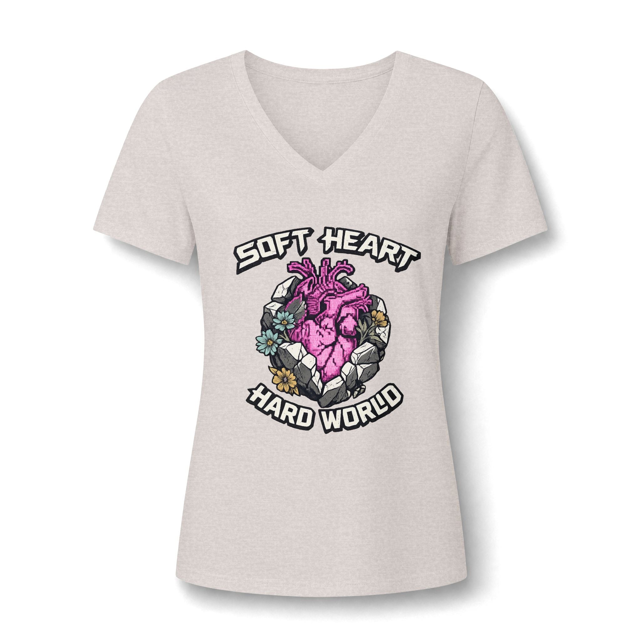 Soft Heart, Hard World V-Neck Tee