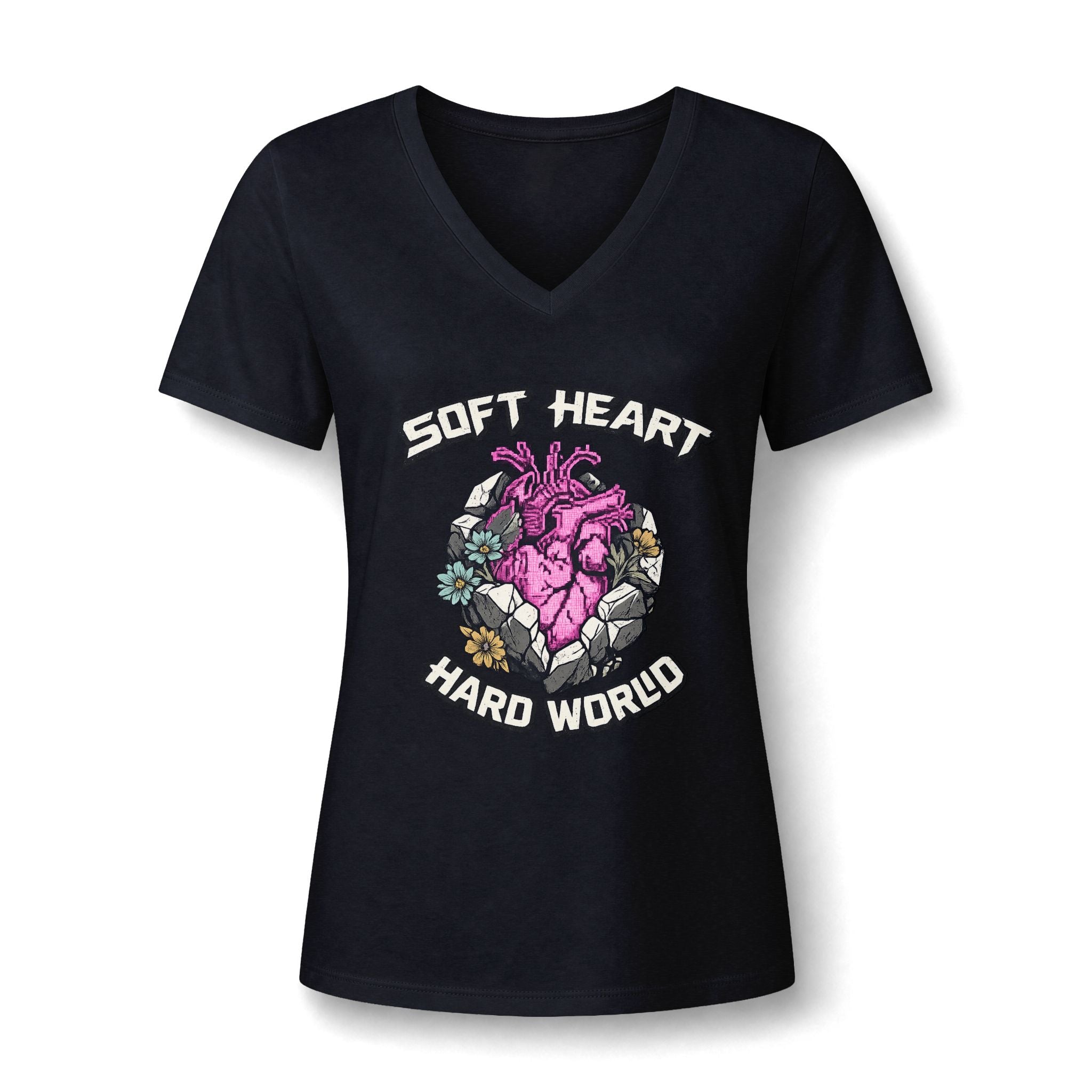 Soft Heart, Hard World V-Neck Tee