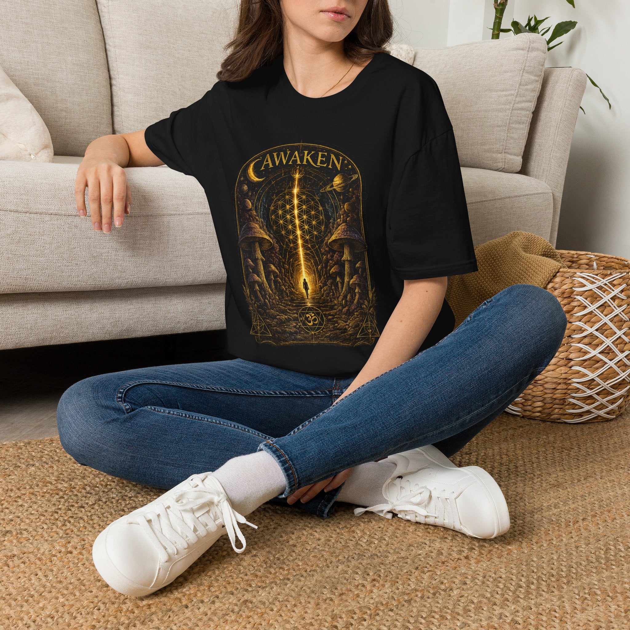 Awaken Sacred Geometry Mushroom Tee