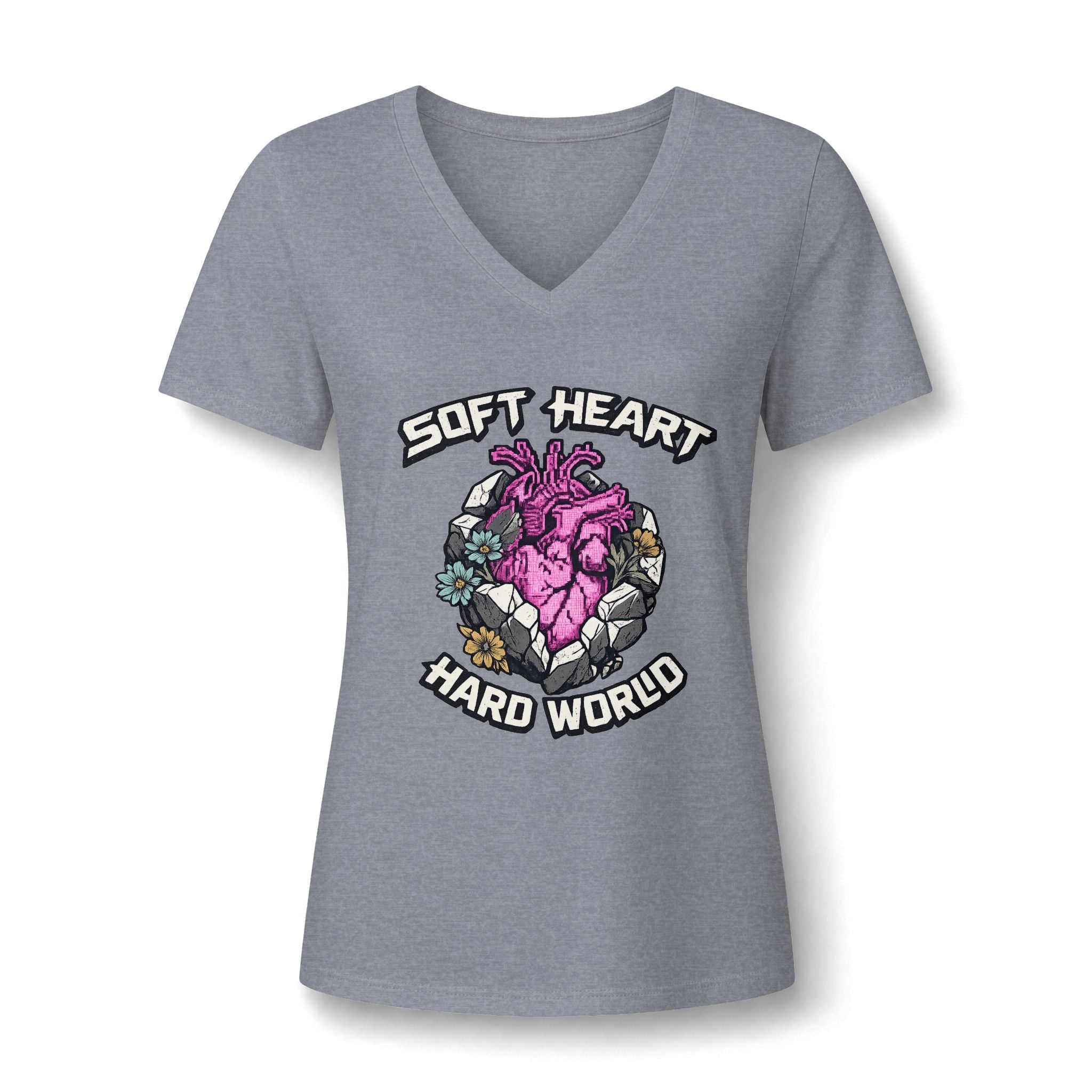 Soft Heart, Hard World V-Neck Tee