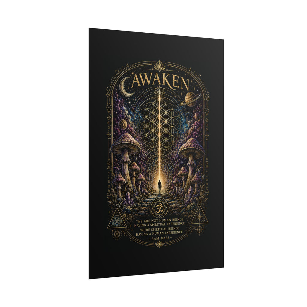 Awaken Mushroom Mystical Poster — Psychedelic Spiritual Wall Art (Rolled Poster)