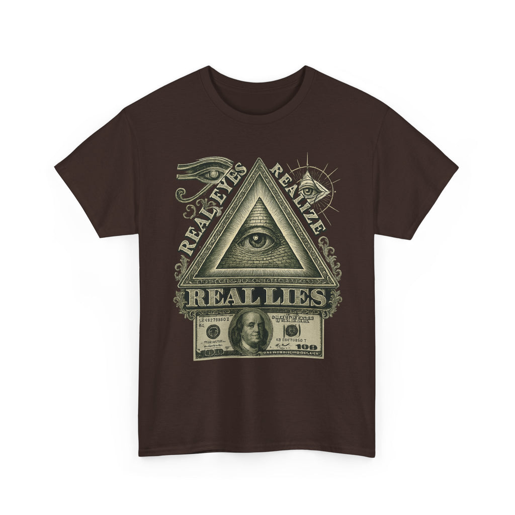 T-Shirt mit Auge der Vorsehung im Geld-Stil – Vintage-Währung Spirituelle Streetwear