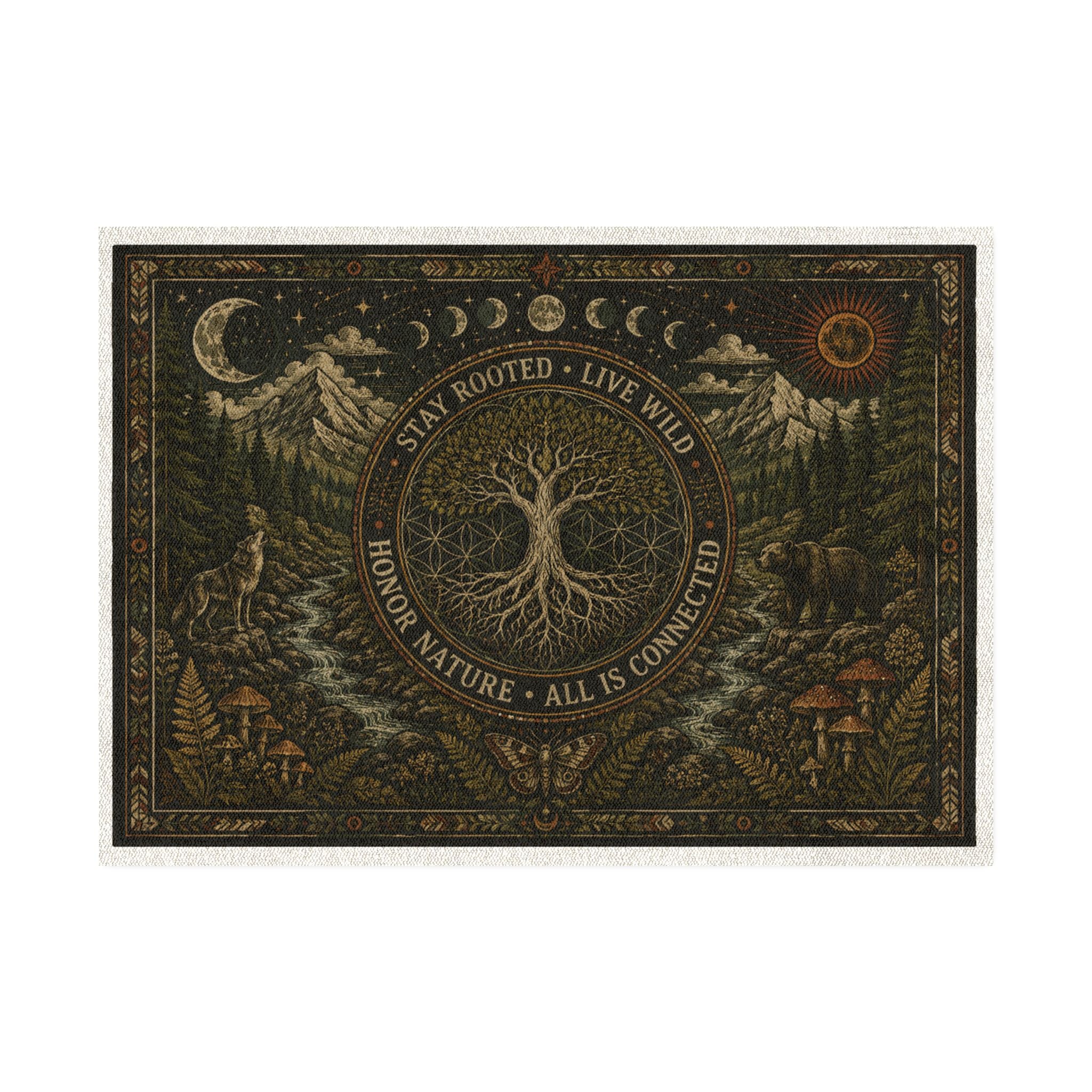 Stay Rooted Live Wild Graphic Nature Rug