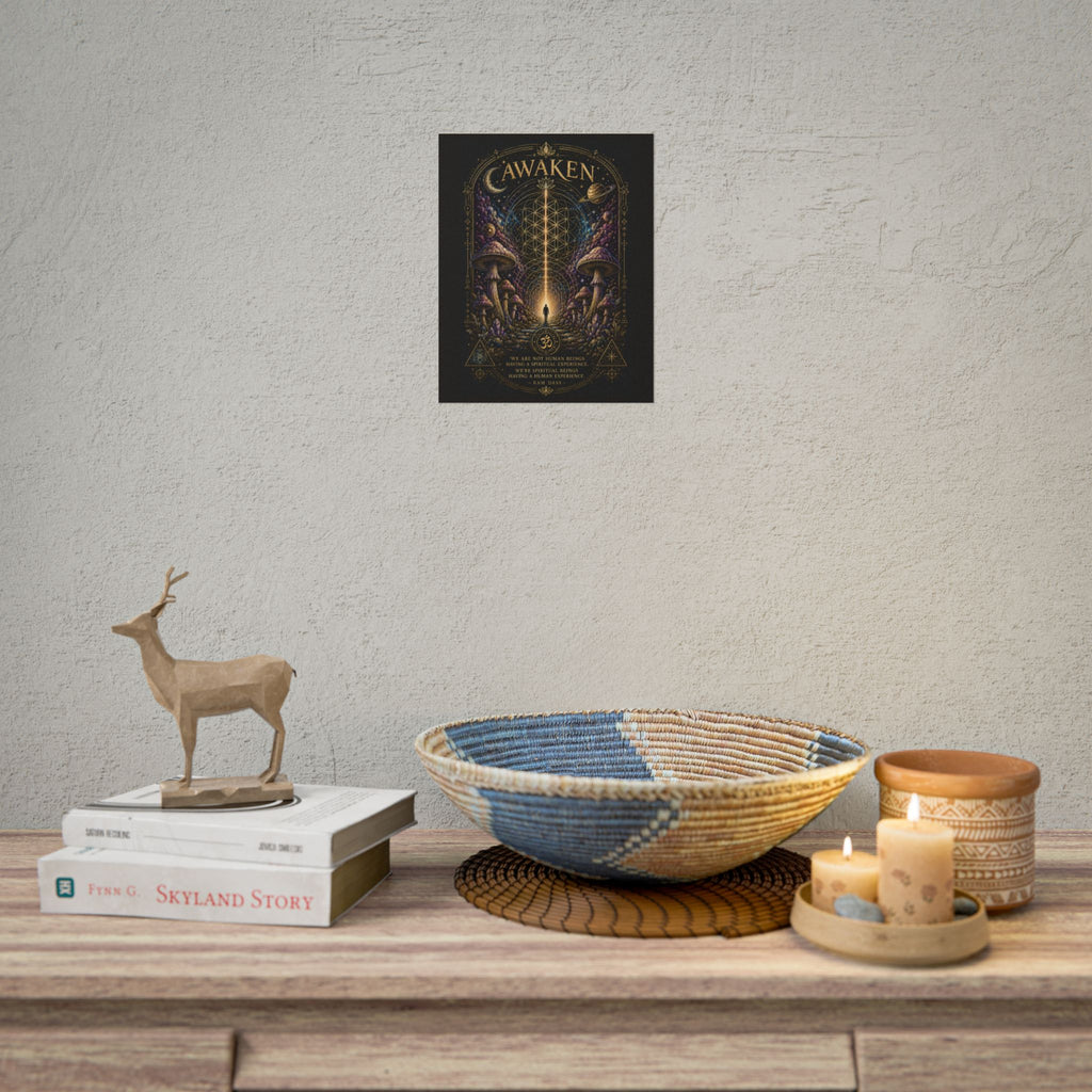 Awaken Mushroom Mystical Poster — Psychedelic Spiritual Wall Art (Rolled Poster)