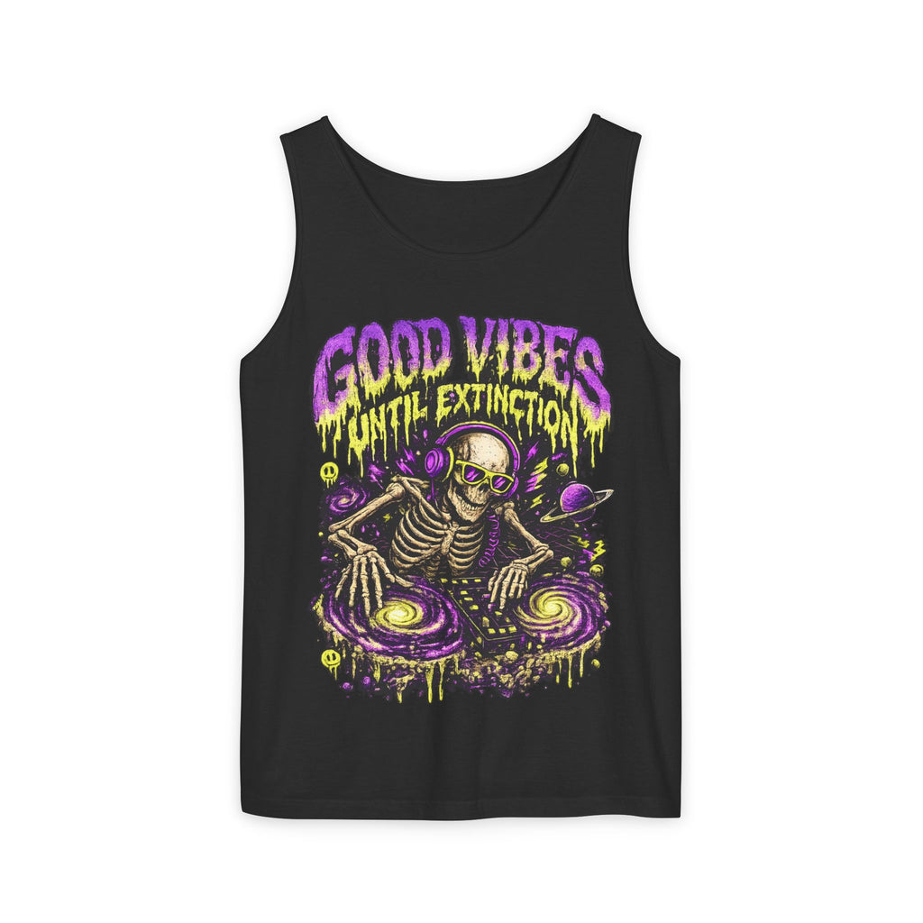 Good Vibes Until Extinction Tank Top | Cosmic Skeleton DJ Tank Top