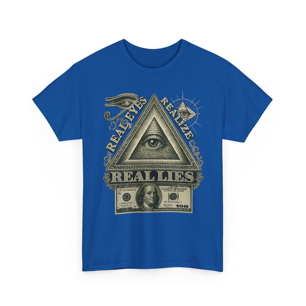 T-Shirt mit Auge der Vorsehung im Geld-Stil – Vintage-Währung Spirituelle Streetwear