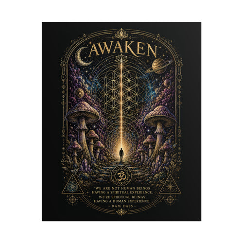 Awaken Mushroom Mystical Poster — Psychedelic Spiritual Wall Art (Rolled Poster)