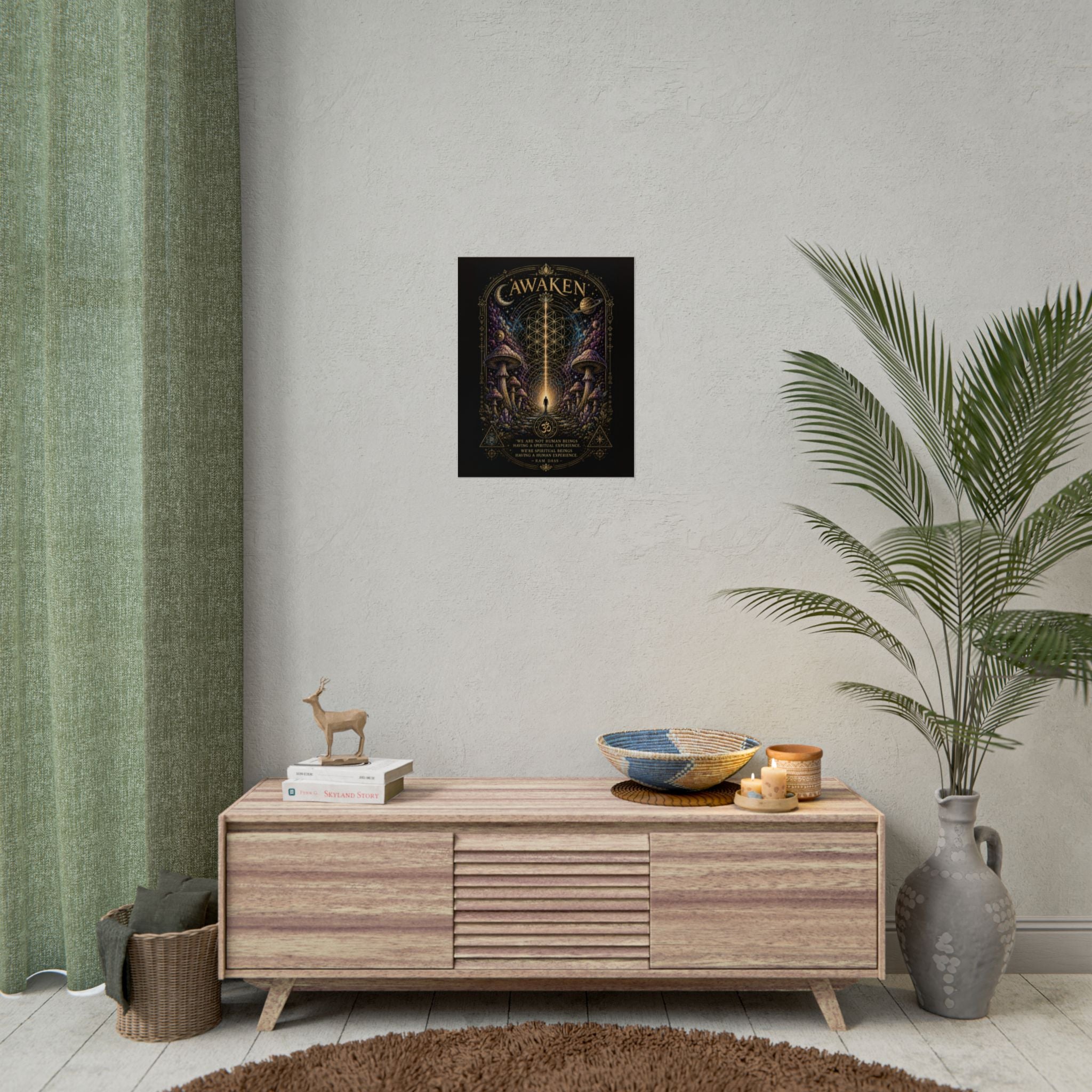 Awaken Mushroom Mystical Poster — Psychedelic Spiritual Wall Art (Rolled Poster)