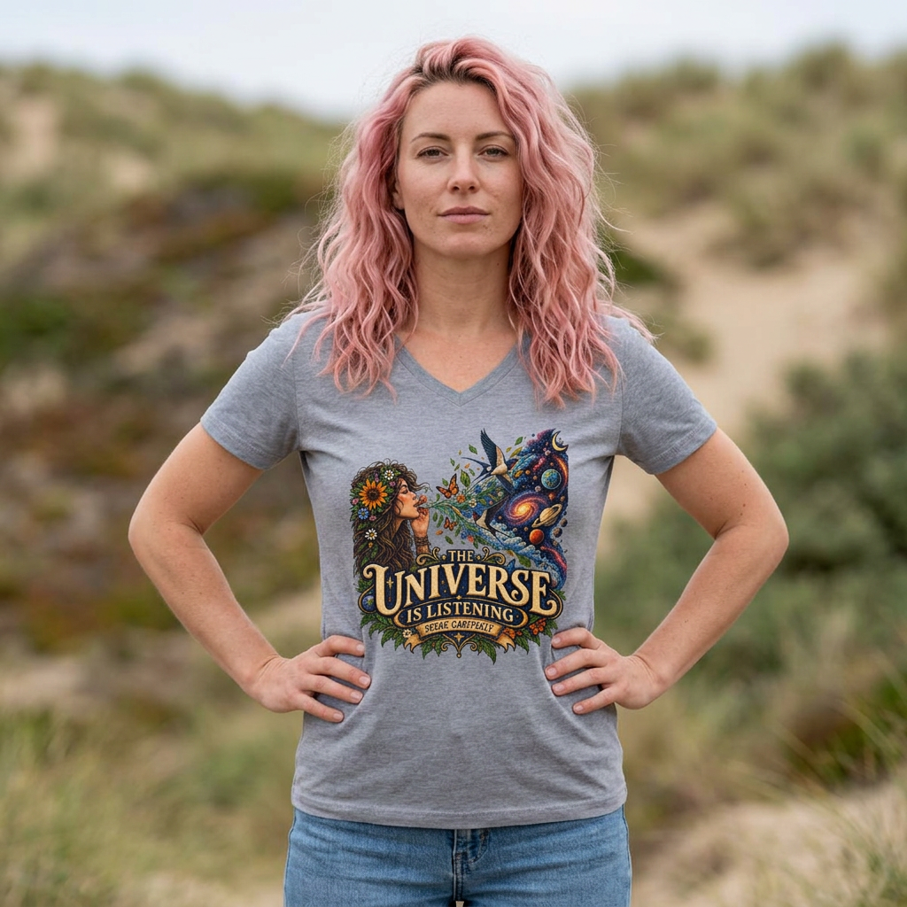 The Universe Is Listening Women's T-Shirt – Speak Carefully | Graphic Nature