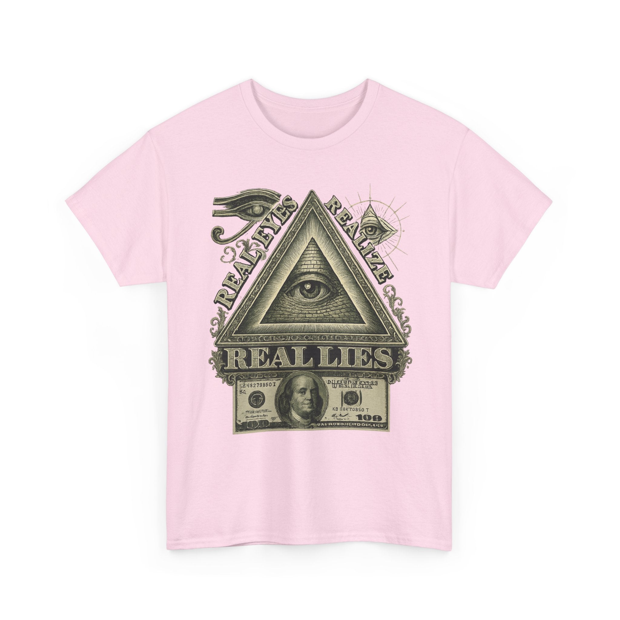 T-Shirt mit Auge der Vorsehung im Geld-Stil – Vintage-Währung Spirituelle Streetwear