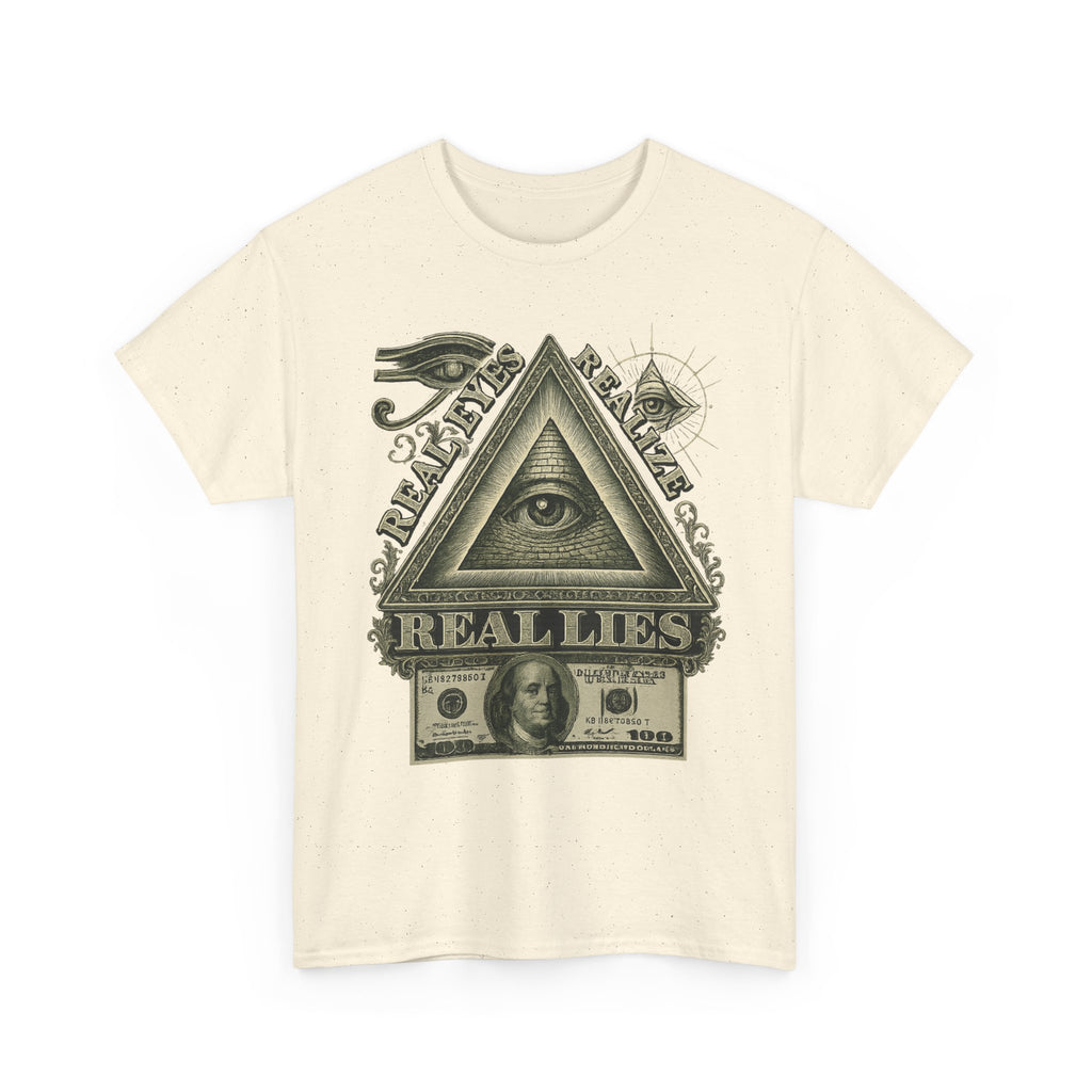 T-Shirt mit Auge der Vorsehung im Geld-Stil – Vintage-Währung Spirituelle Streetwear