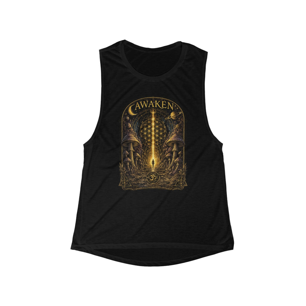 Awaken Sacred Geometry/Mushroom Gateway Women's Flow Tank