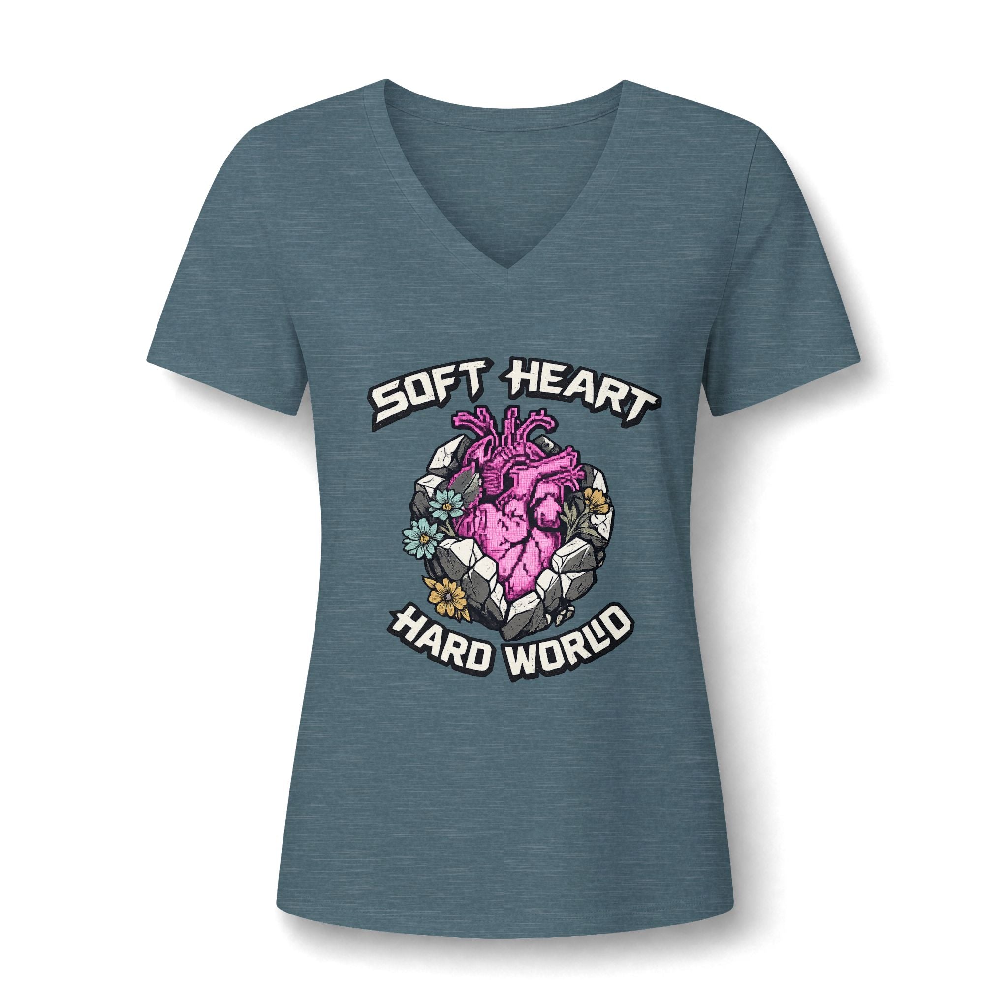 Soft Heart, Hard World V-Neck Tee