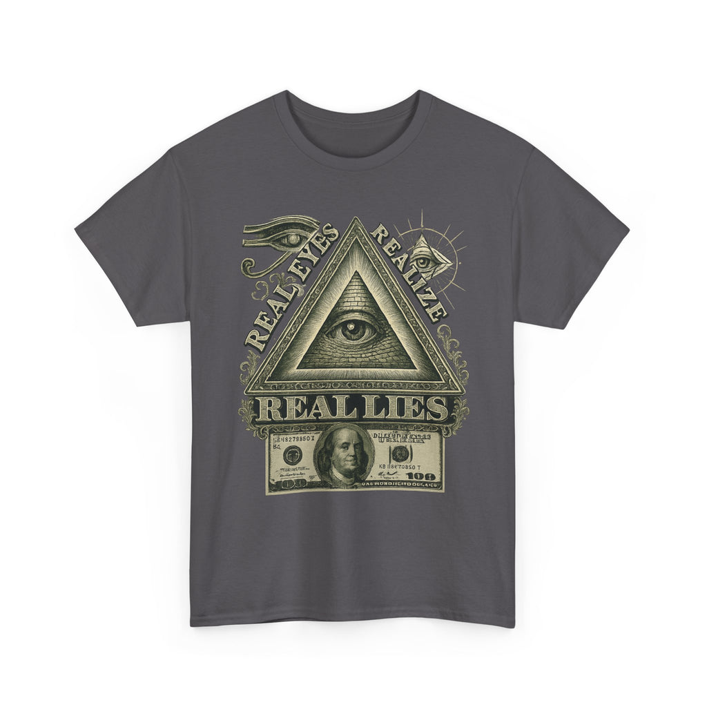 T-Shirt mit Auge der Vorsehung im Geld-Stil – Vintage-Währung Spirituelle Streetwear