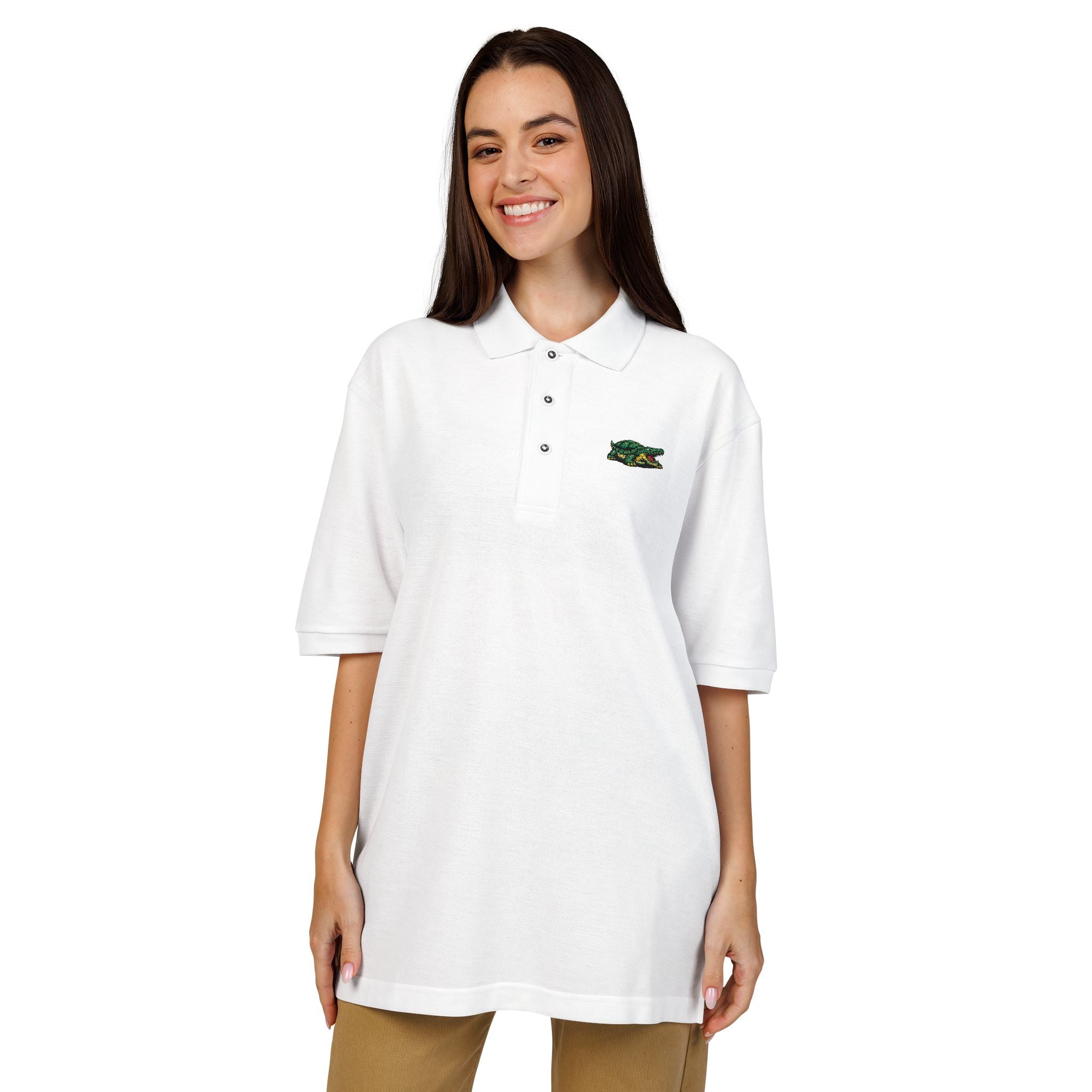 Lacoste Parody Embroidered Polo Shirt — Funny Croc Twist