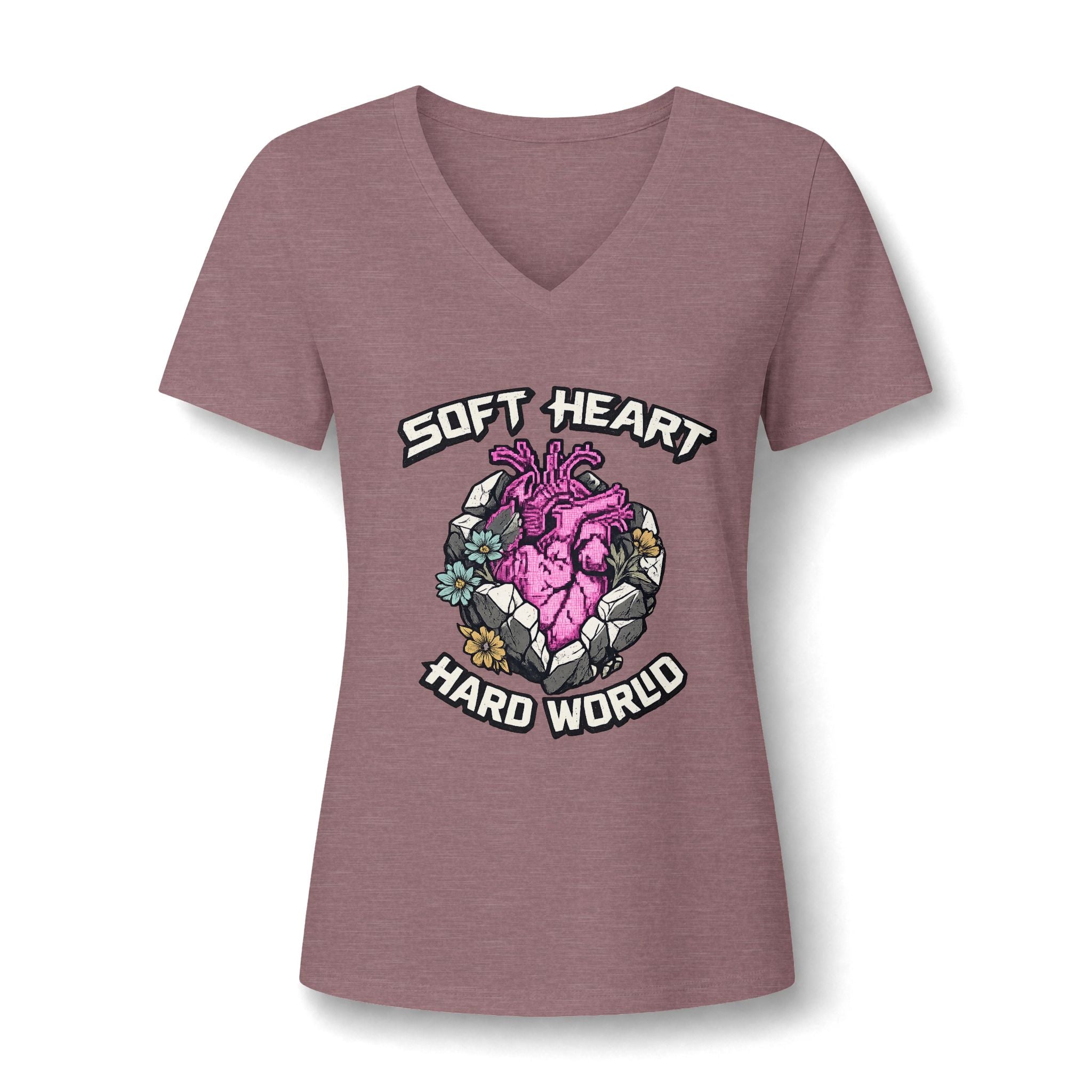 Soft Heart, Hard World V-Neck Tee