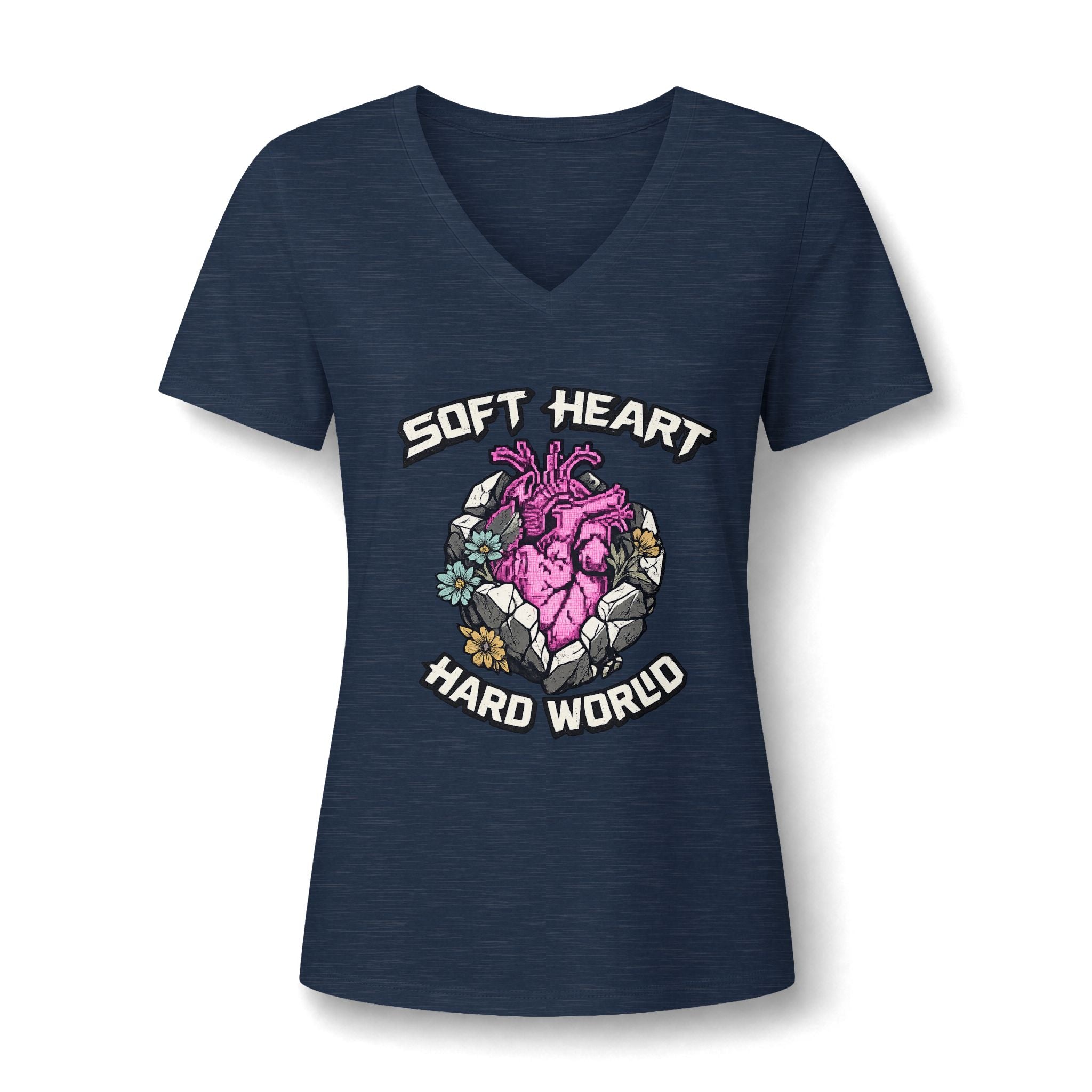 Soft Heart, Hard World V-Neck Tee