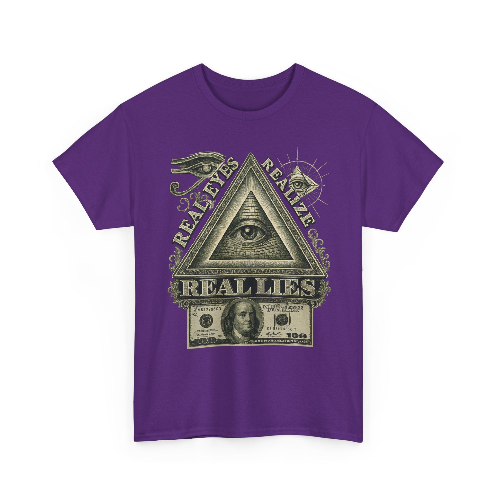 T-Shirt mit Auge der Vorsehung im Geld-Stil – Vintage-Währung Spirituelle Streetwear