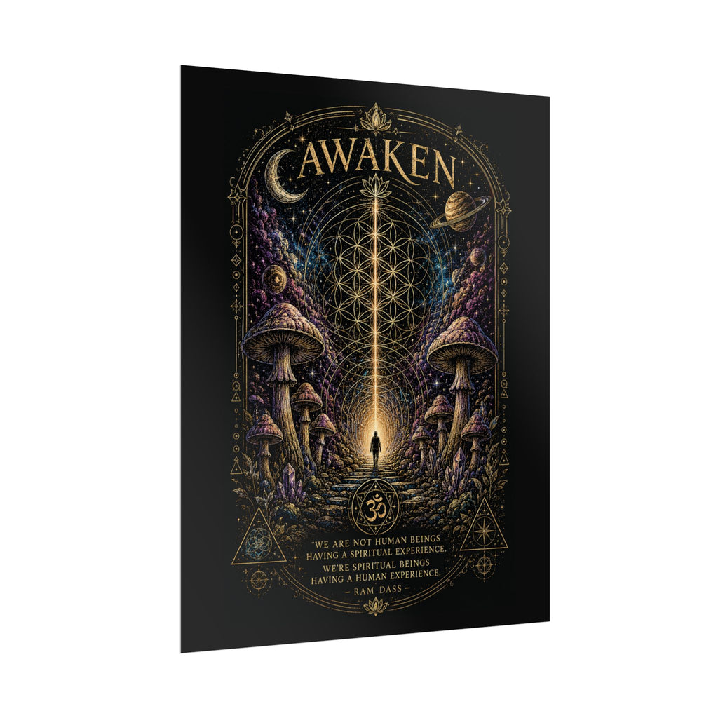 Awaken Mushroom Mystical Poster — Psychedelic Spiritual Wall Art (Rolled Poster)
