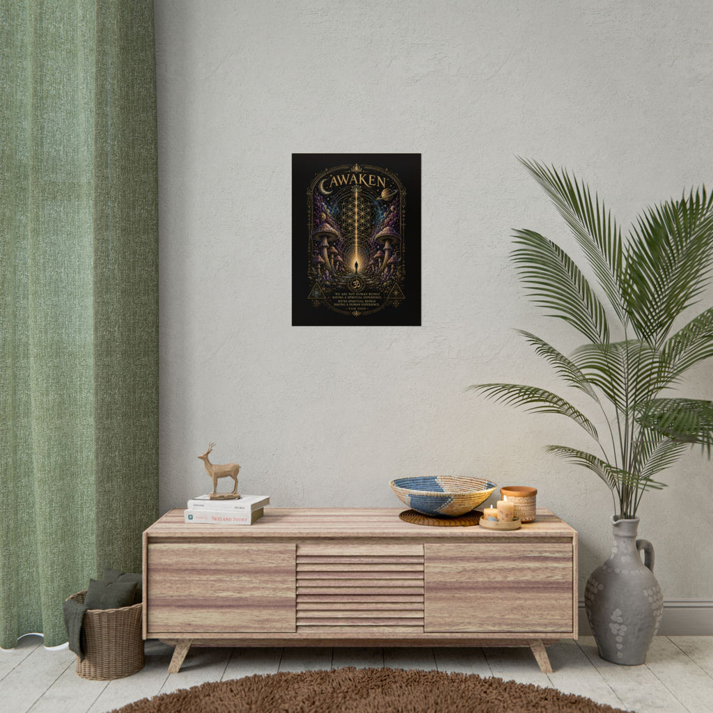 Awaken Mushroom Mystical Poster — Psychedelic Spiritual Wall Art (Rolled Poster)