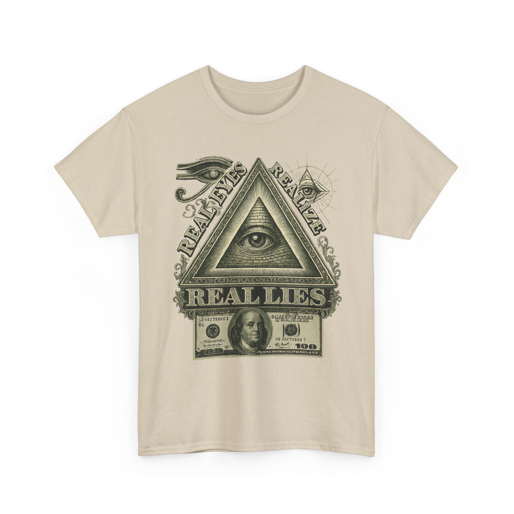 T-Shirt mit Auge der Vorsehung im Geld-Stil – Vintage-Währung Spirituelle Streetwear