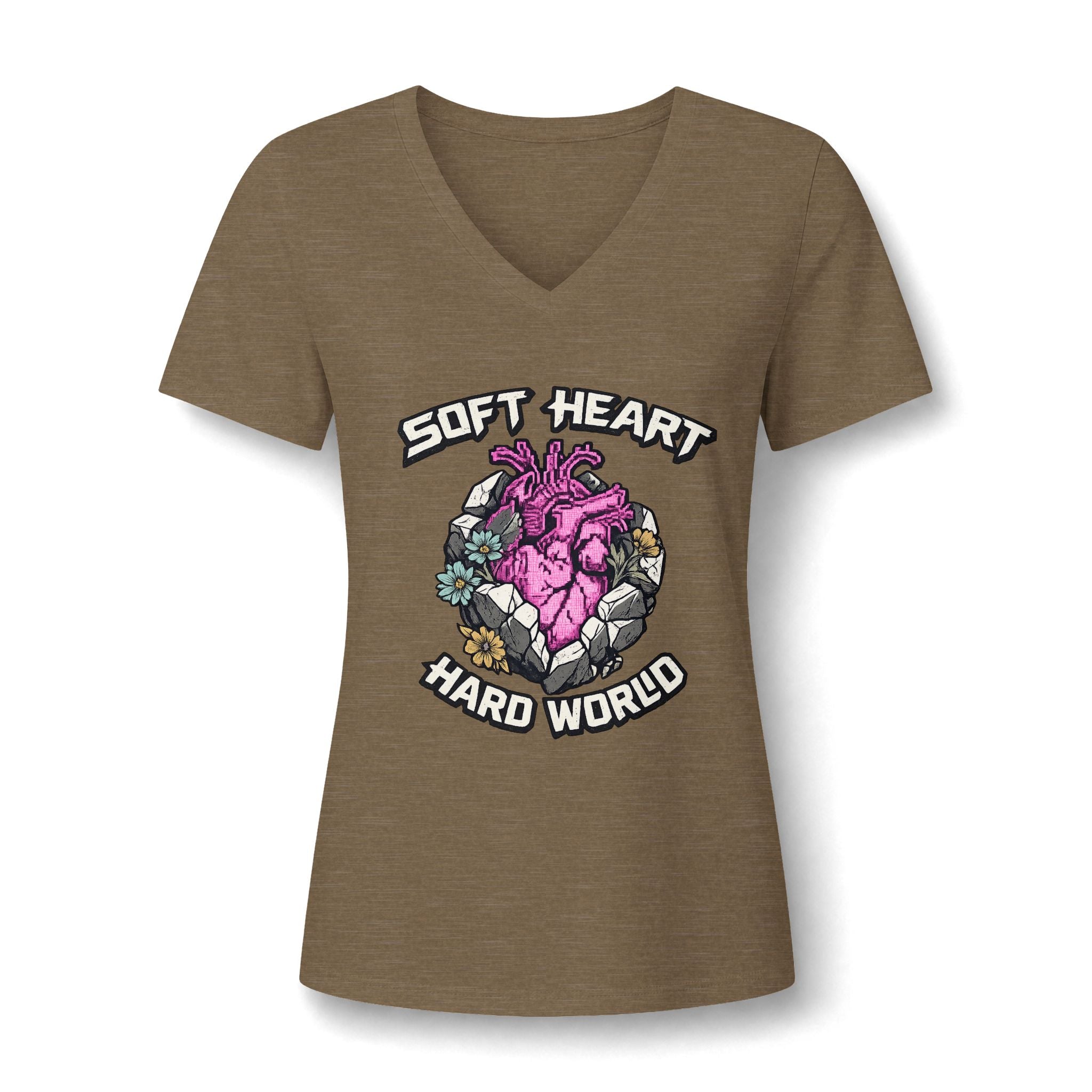 Soft Heart, Hard World V-Neck Tee