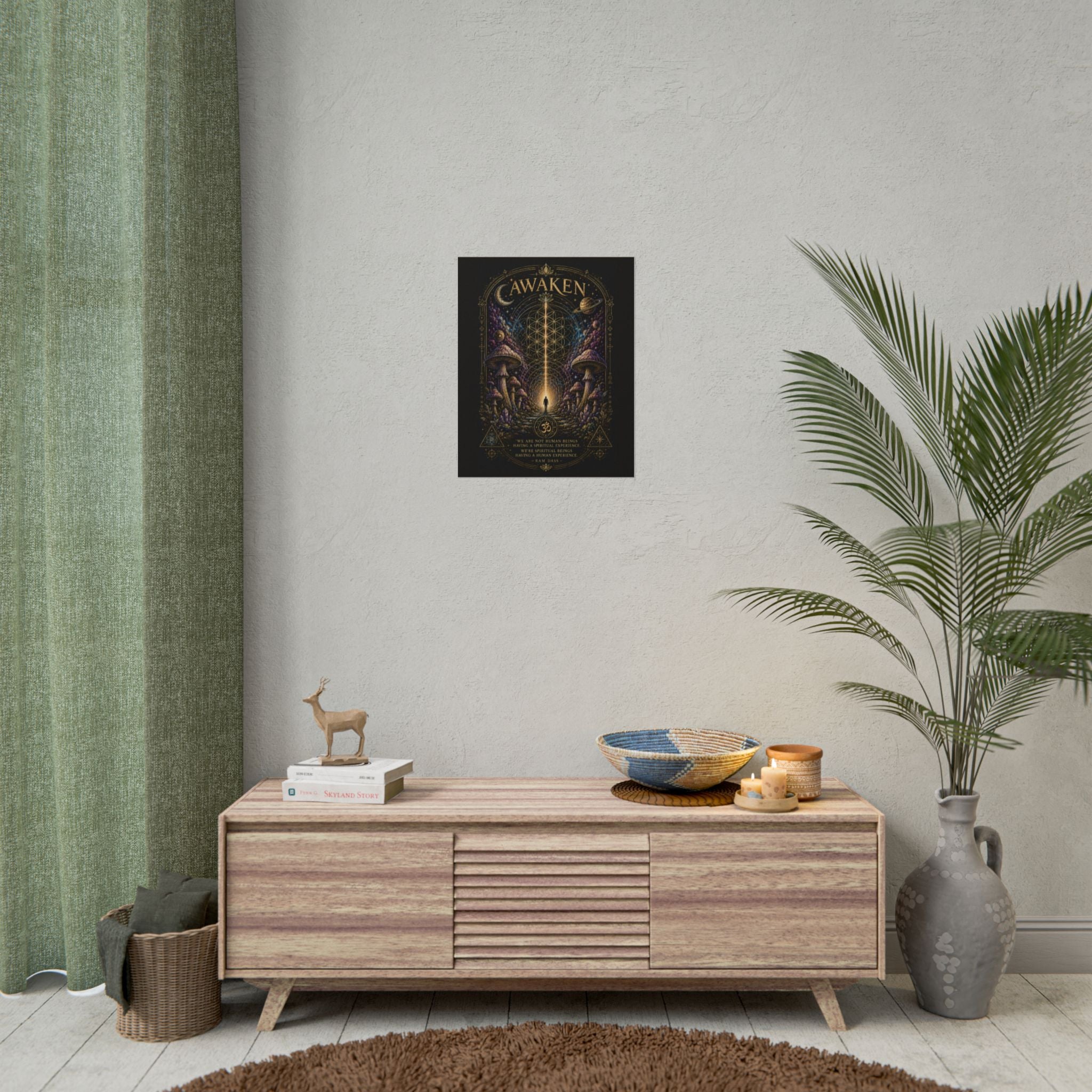 Awaken Mushroom Mystical Poster — Psychedelic Spiritual Wall Art (Rolled Poster)