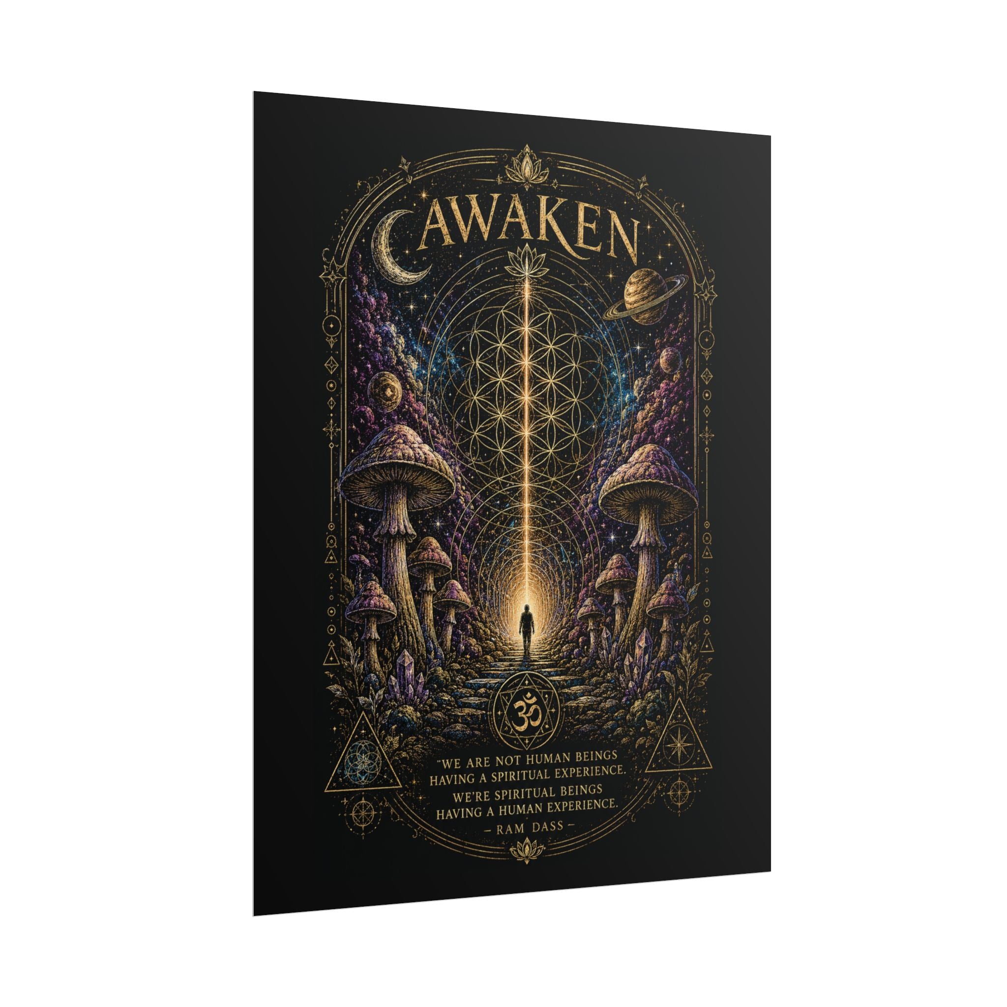 Awaken Mushroom Mystical Poster — Psychedelic Spiritual Wall Art (Rolled Poster)
