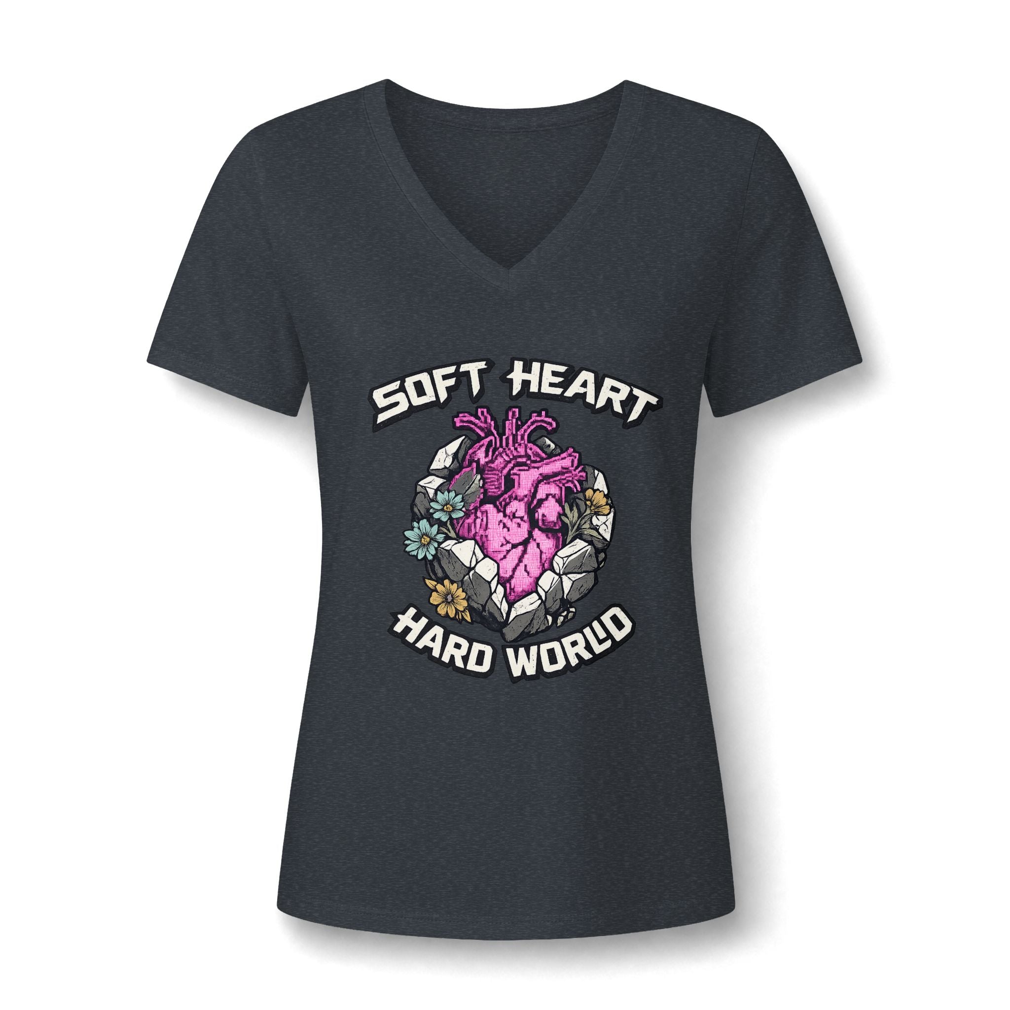 Soft Heart, Hard World V-Neck Tee