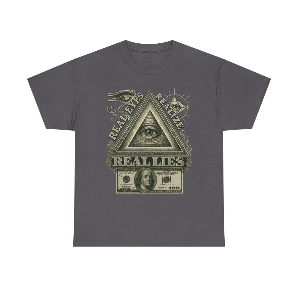 T-Shirt mit Auge der Vorsehung im Geld-Stil – Vintage-Währung Spirituelle Streetwear