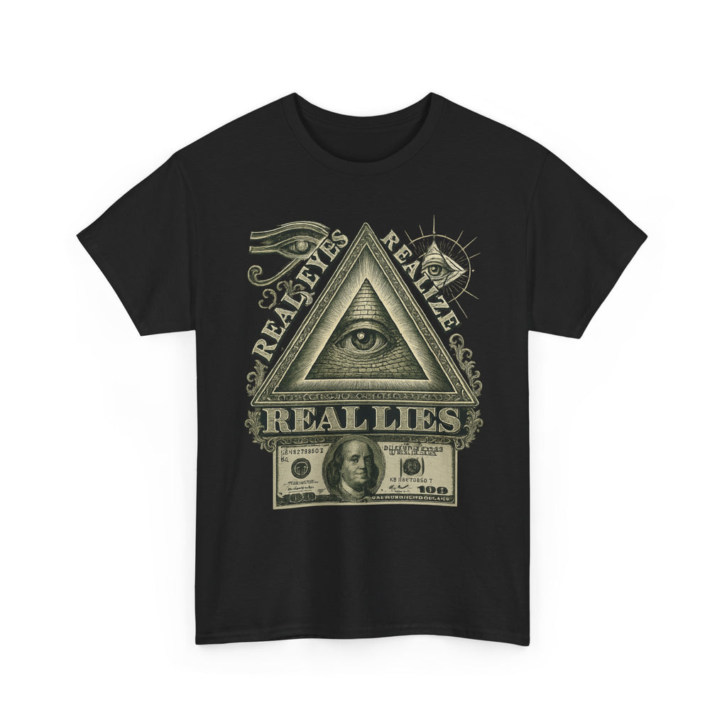 T-Shirt mit Auge der Vorsehung im Geld-Stil – Vintage-Währung Spirituelle Streetwear