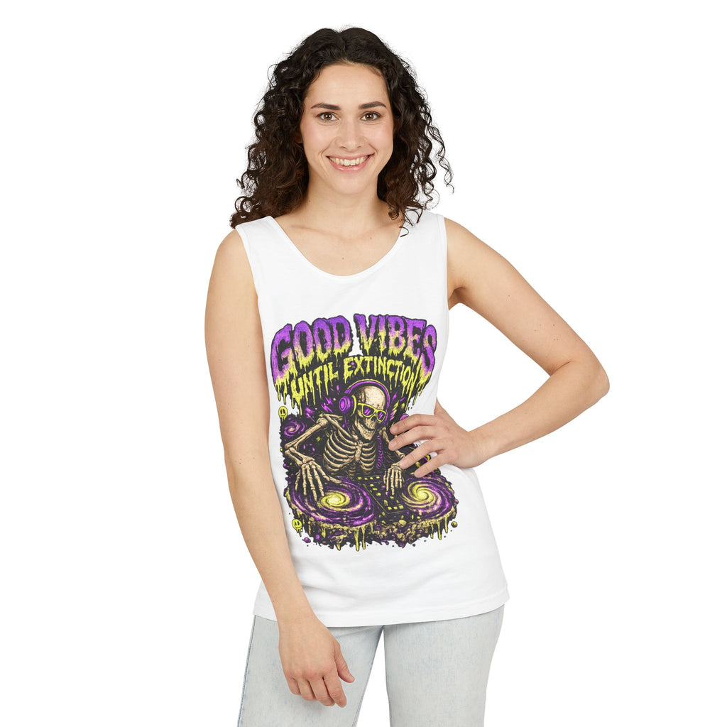 Good Vibes Until Extinction Tank Top | Cosmic Skeleton DJ Tank Top