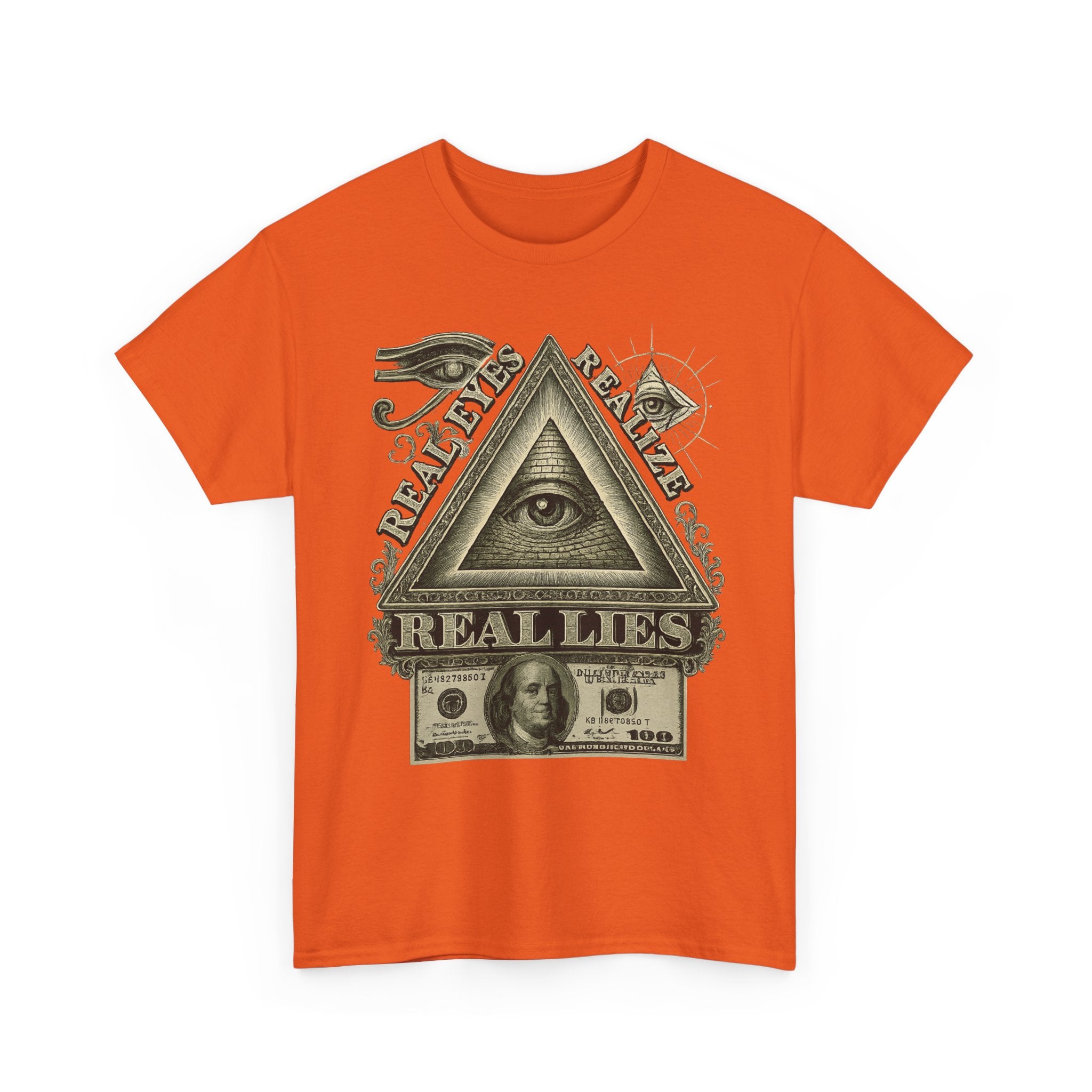 T-Shirt mit Auge der Vorsehung im Geld-Stil – Vintage-Währung Spirituelle Streetwear