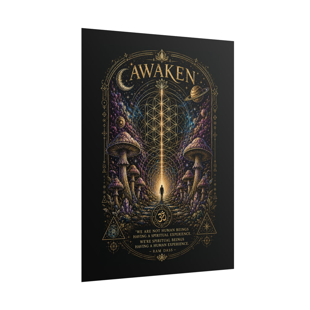 Awaken Mushroom Mystical Poster — Psychedelic Spiritual Wall Art (Rolled Poster)