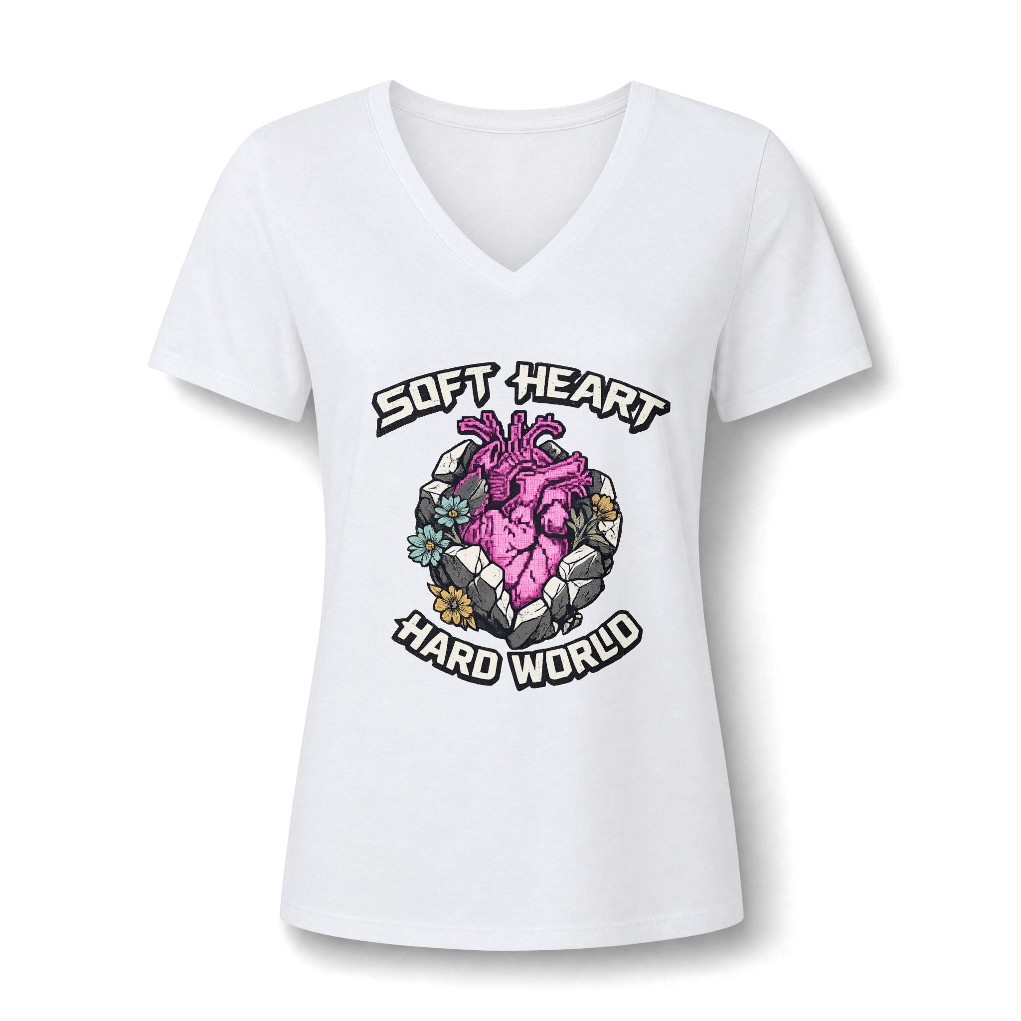 Soft Heart, Hard World V-Neck Tee
