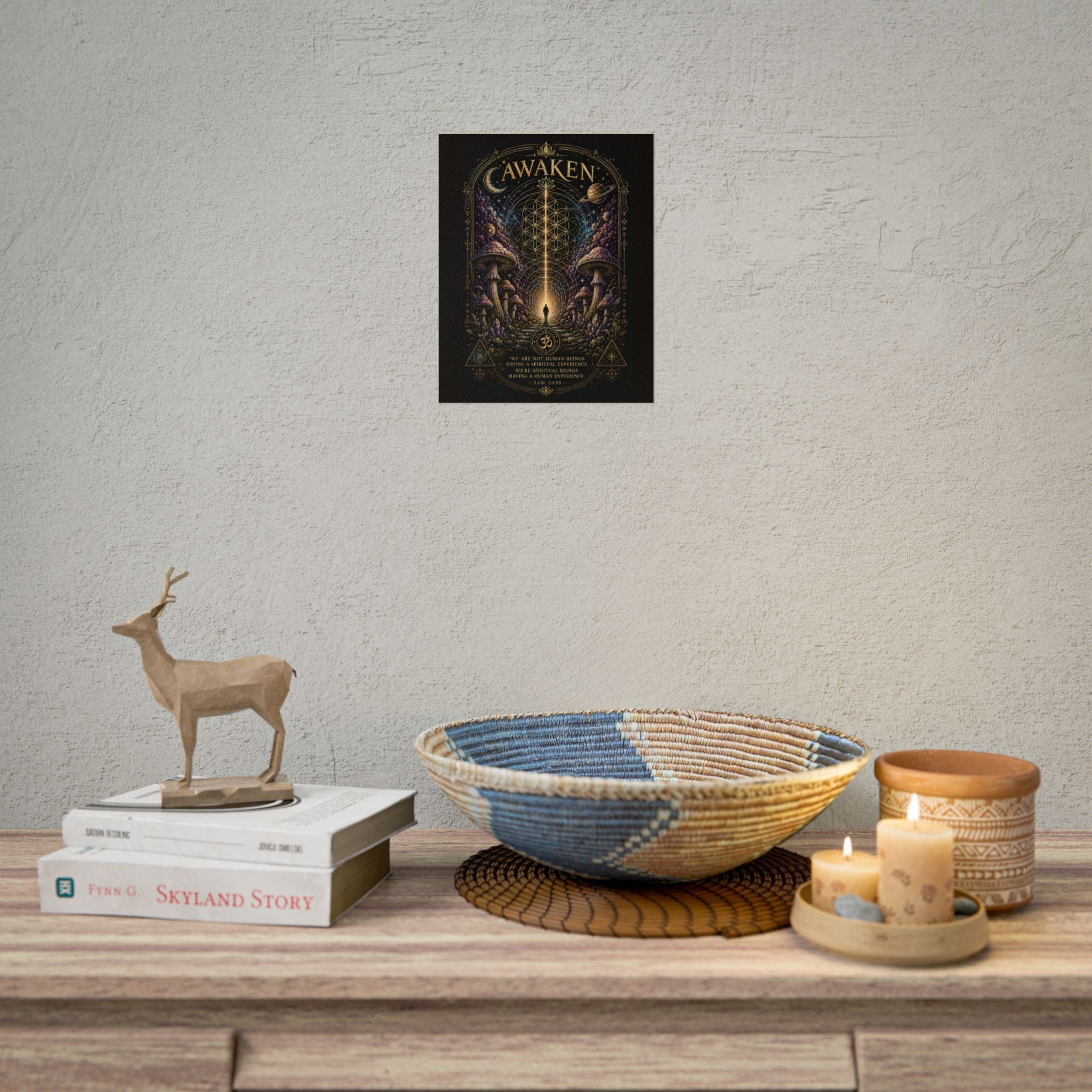 Awaken Mushroom Mystical Poster — Psychedelic Spiritual Wall Art (Rolled Poster)