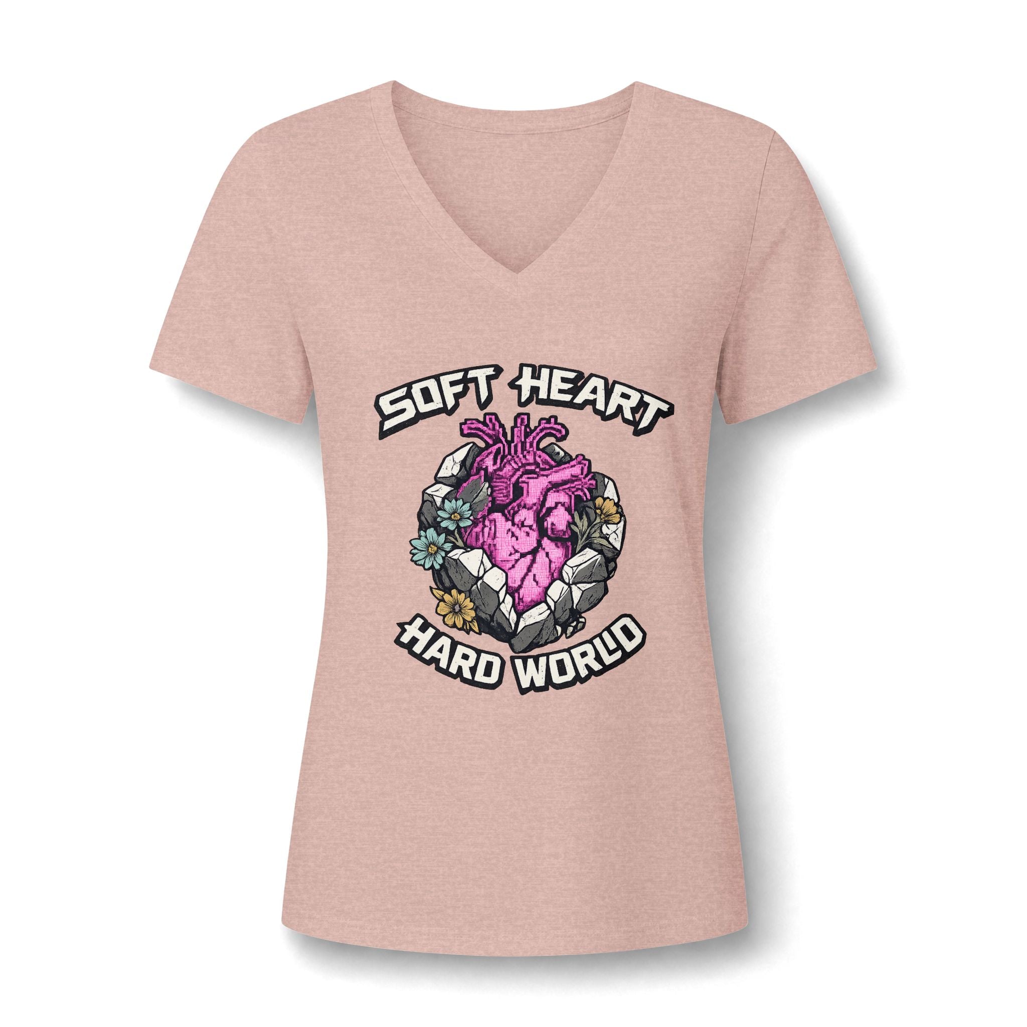 Soft Heart, Hard World V-Neck Tee